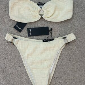 Nasty Gal Textured Cream Bikini